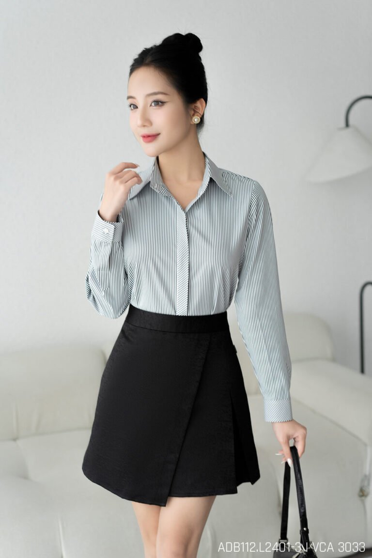 Áo sơ mi tay dài ADF112 sọc xám pc2