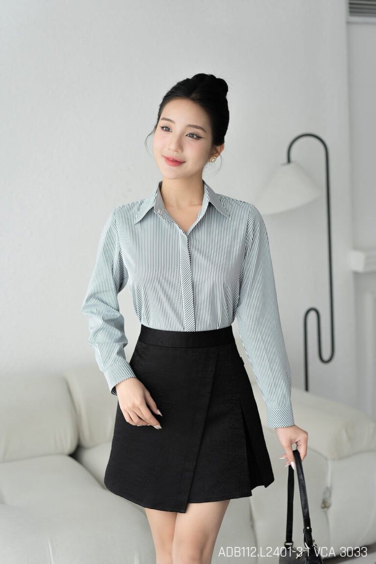 Áo sơ mi tay dài ADF112 sọc xám pc3