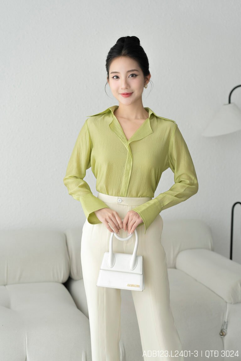 Áo sơ mi tay dài ADB123 xanh lá pc3