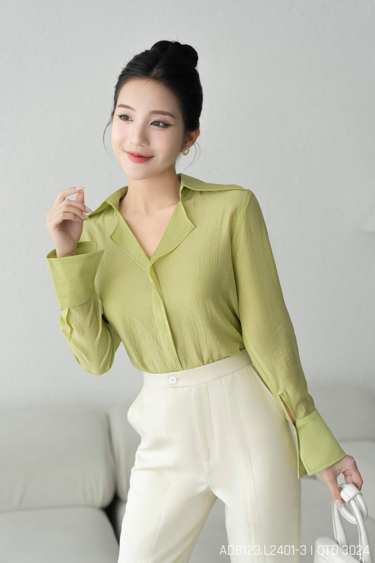 Áo sơ mi tay dài ADB123 xanh lá pc5