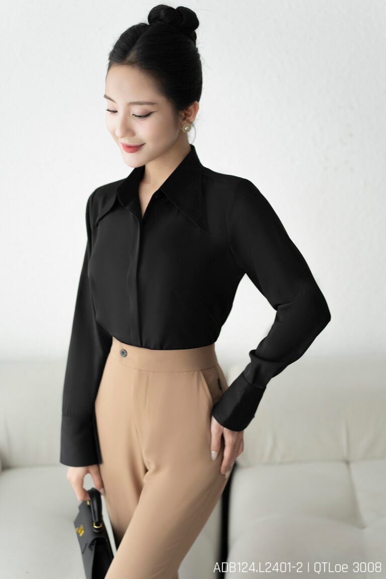Áo sơ mi tay dài ADB124 đen p3