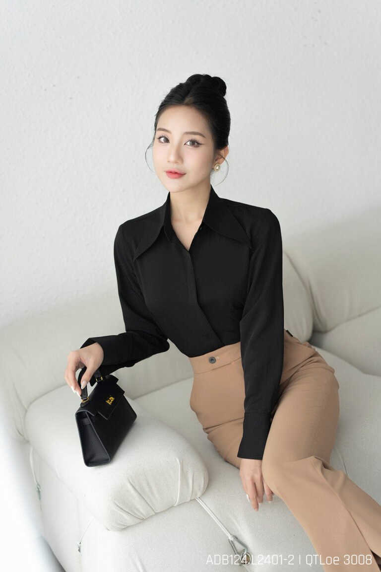 Áo sơ mi tay dài ADB124 đen p4