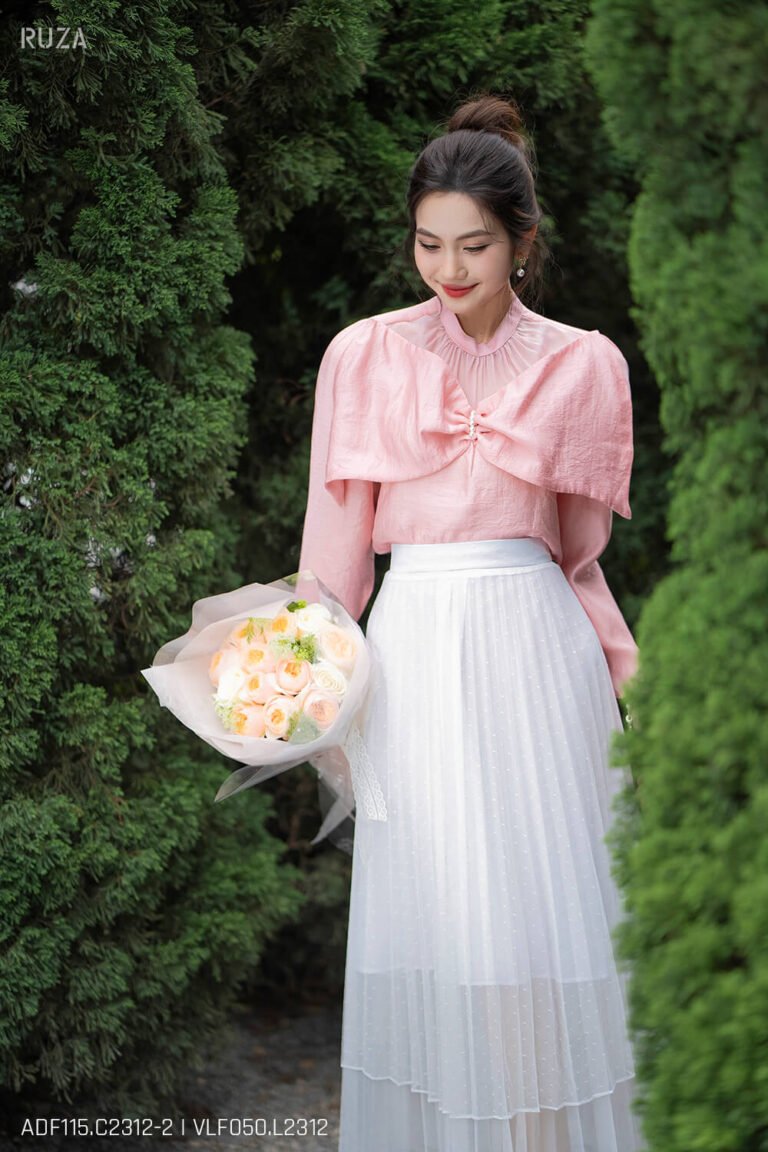 Áo sơ mi tay dài ADF115 hồng pc2