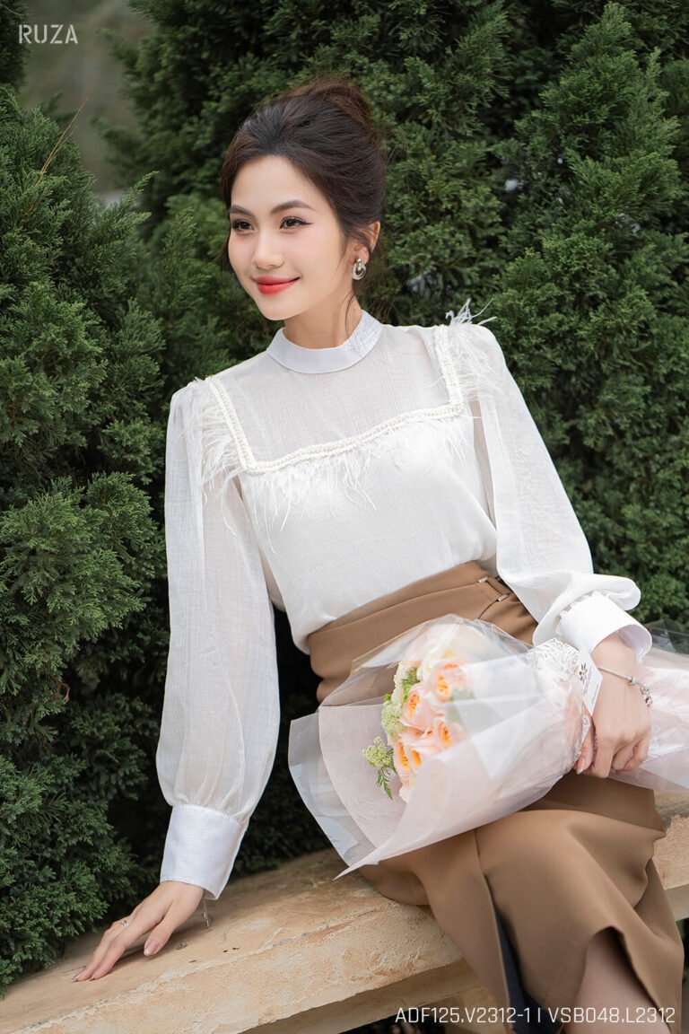 Áo sơ mi tay dài ADF125 trắng pc4