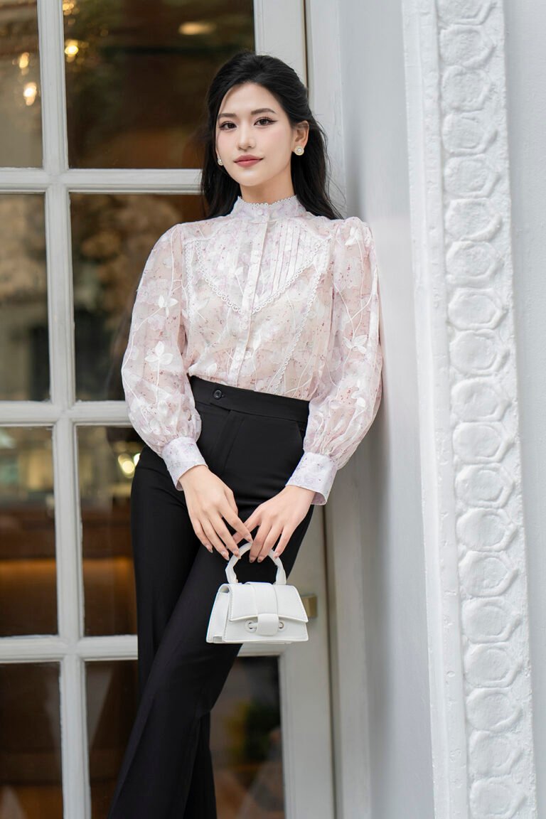 Áo sơ mi tay dài ADF127 hồng pc5