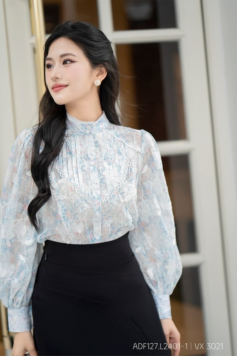 Áo sơ mi tay dài ADF127 xanh dương pc4