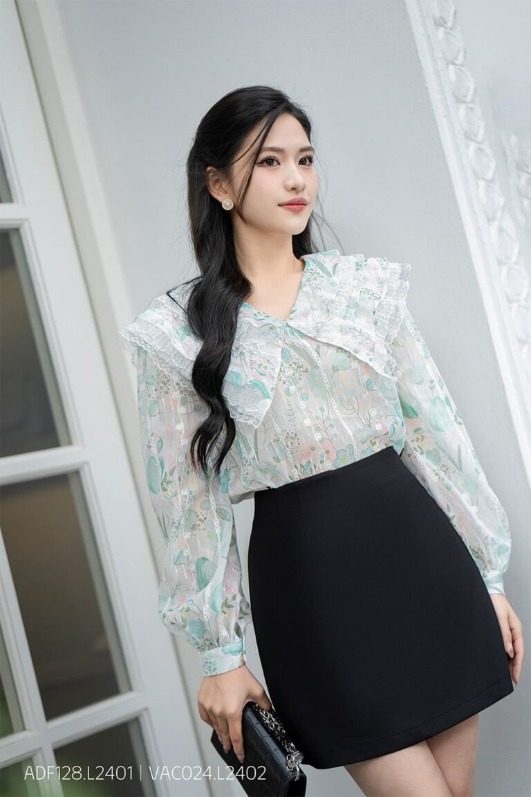 Áo sơ mi tay dài ADF128 xanh dương pc1