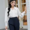 Áo Sơ Mi Tay Dài Kiểu - ADF130.L2401 (Trắng, Đen) 16 Áo sơ mi tay dài ADF130 trắng pc1