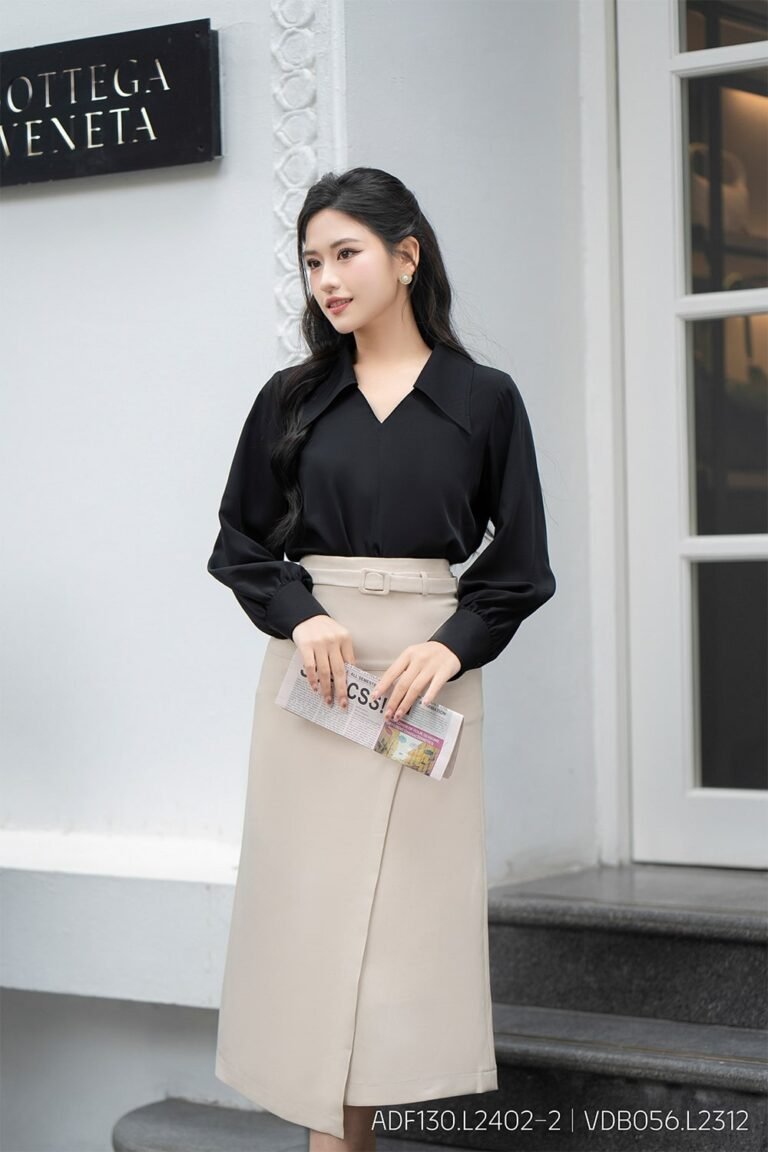 Áo sơ mi tay dài ADF130 đen pc4