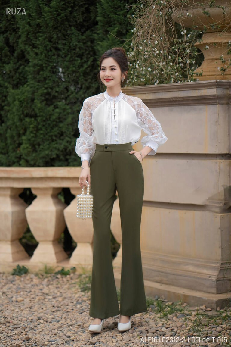 Áo sơ mi tay lỡ ALF101 trắng pc1