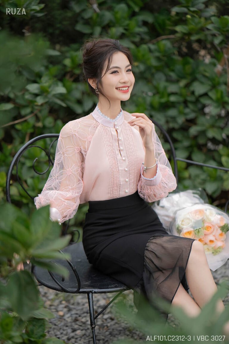 Áo sơ mi tay lỡ ALF101 hồng pc1