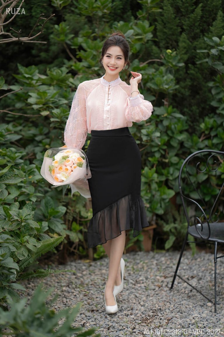 Áo sơ mi tay lỡ ALF101 hồng pc4