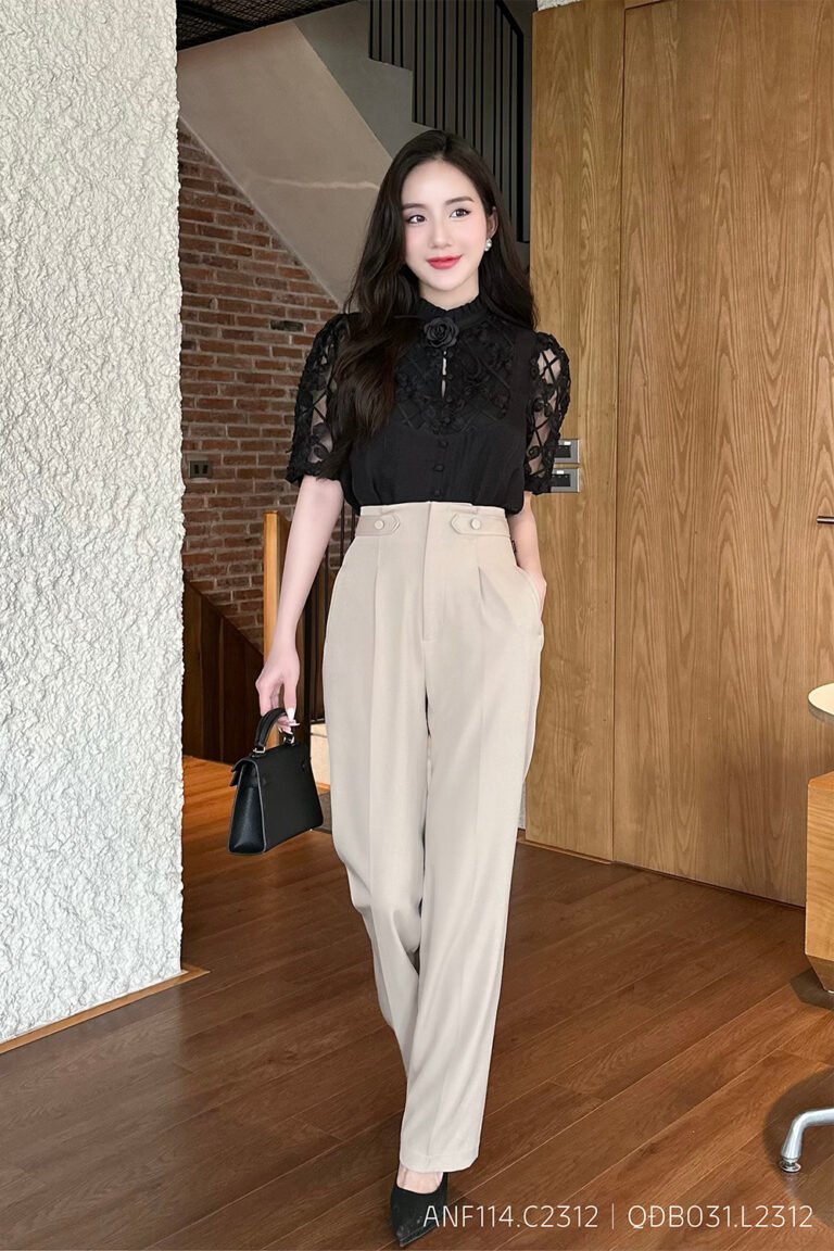 Áo sơ mi tay ngắn ANF114 đen pc1