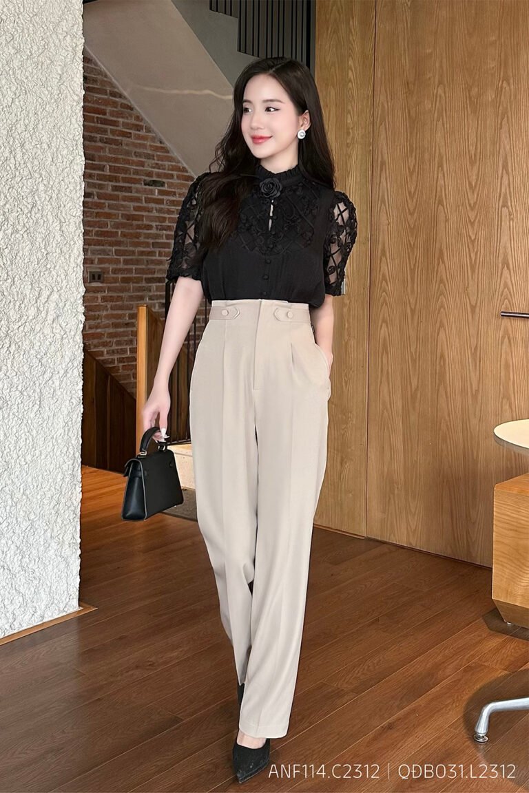 Áo sơ mi tay ngắn ANF114 đen pc4