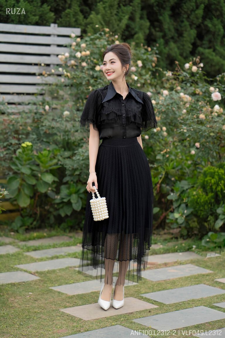 Áo sơ mi tay ngắn ANF100 đen pc1