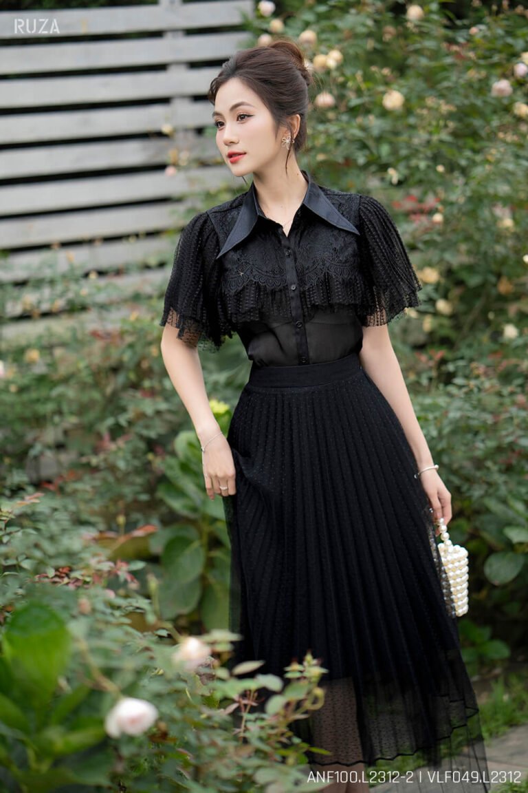 Áo sơ mi tay ngắn ANF100 đen pc2