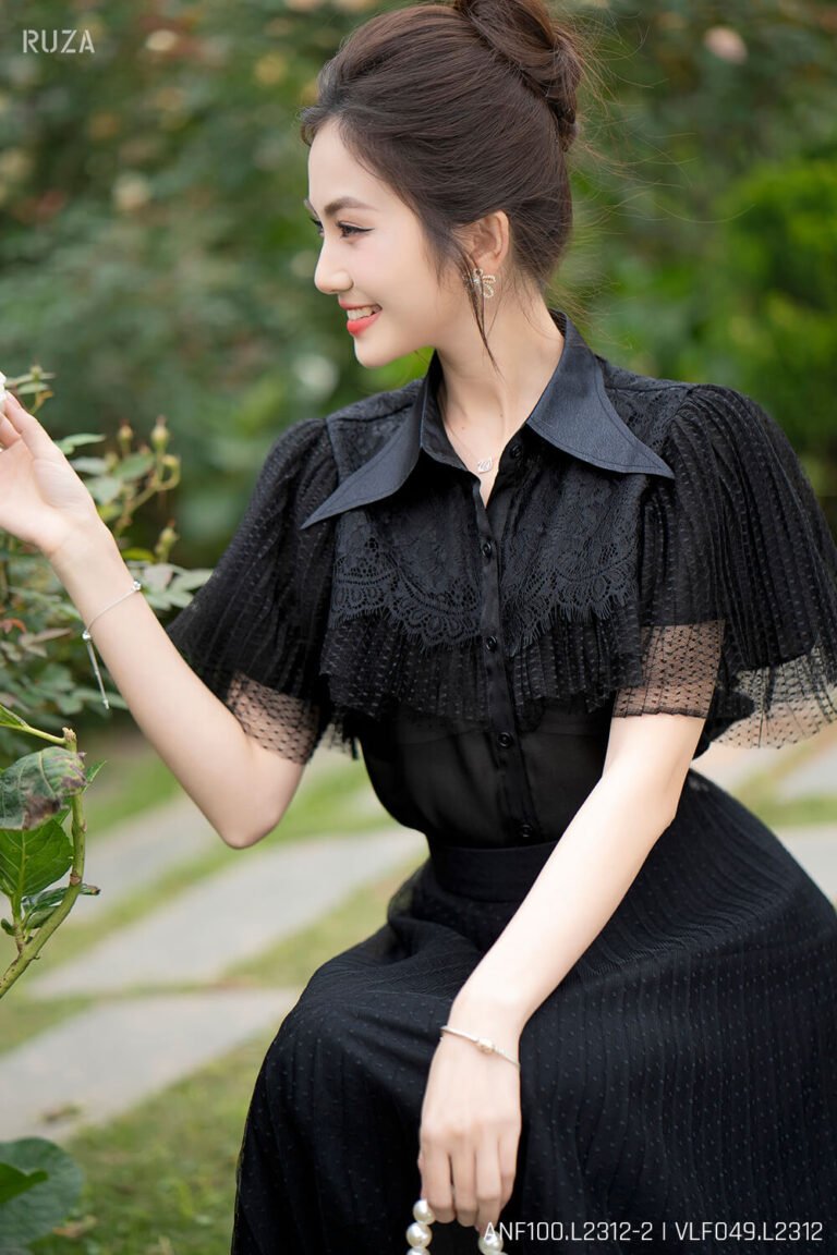 Áo sơ mi tay ngắn ANF100 đen pc4