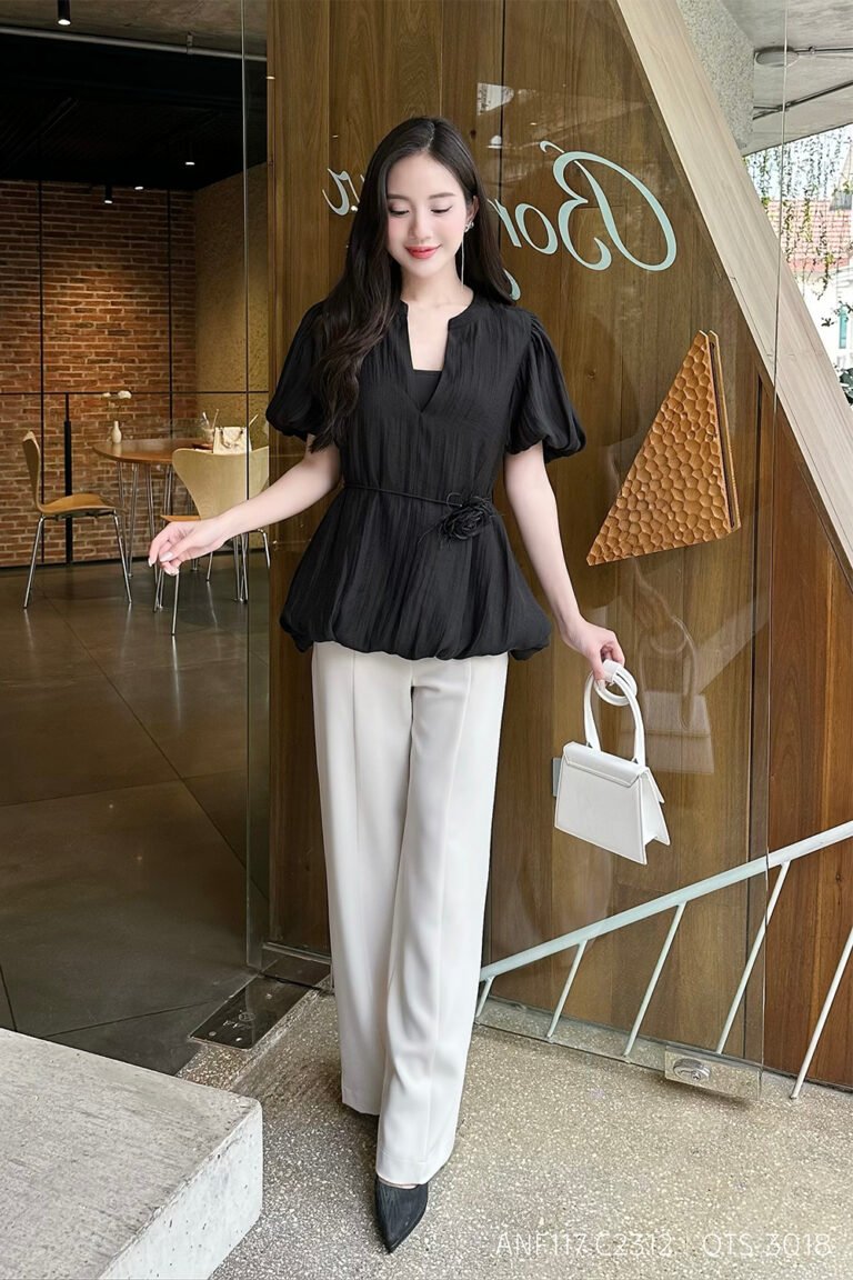 Áo sơ mi tay ngắn ANF117 đen pc4