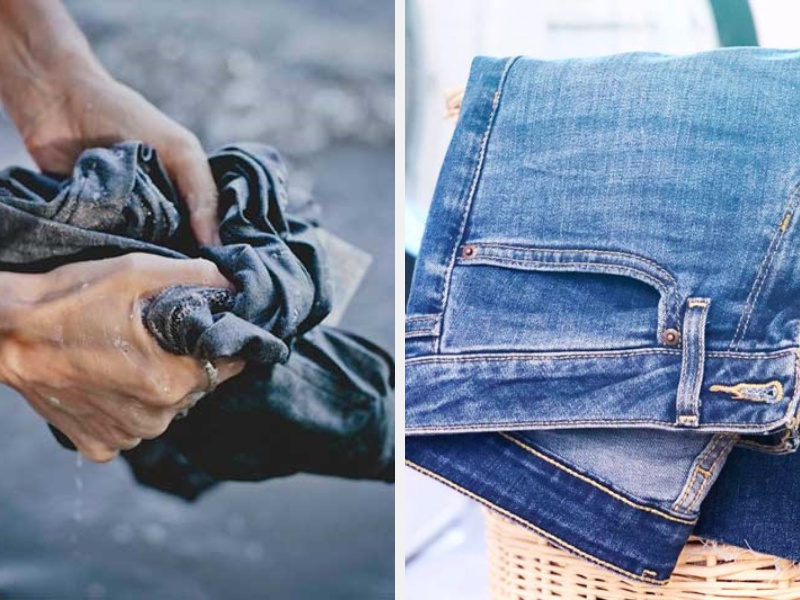 Giặt quần jean bằng tay