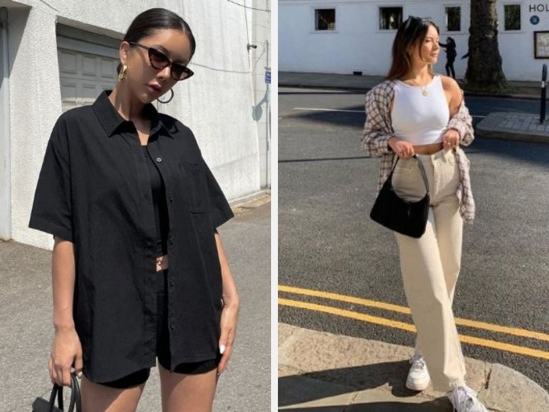 7 Cách Phối Áo Sơ Mi Với Áo Thun Nữ Theo Xu Hướng 10 Xem áo sơ mi như một chiếc cardigan và áo thun nữ sát nách