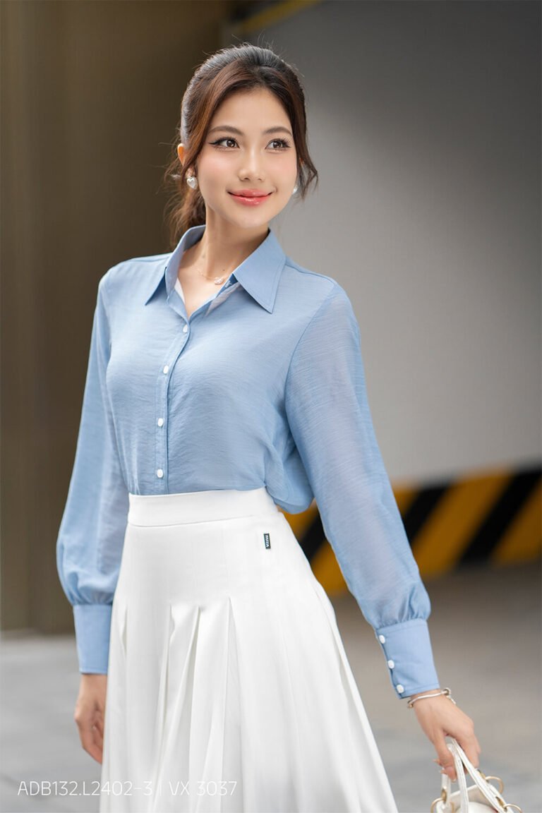 Áo sơ mi tay dài ADB132 xanh pc1
