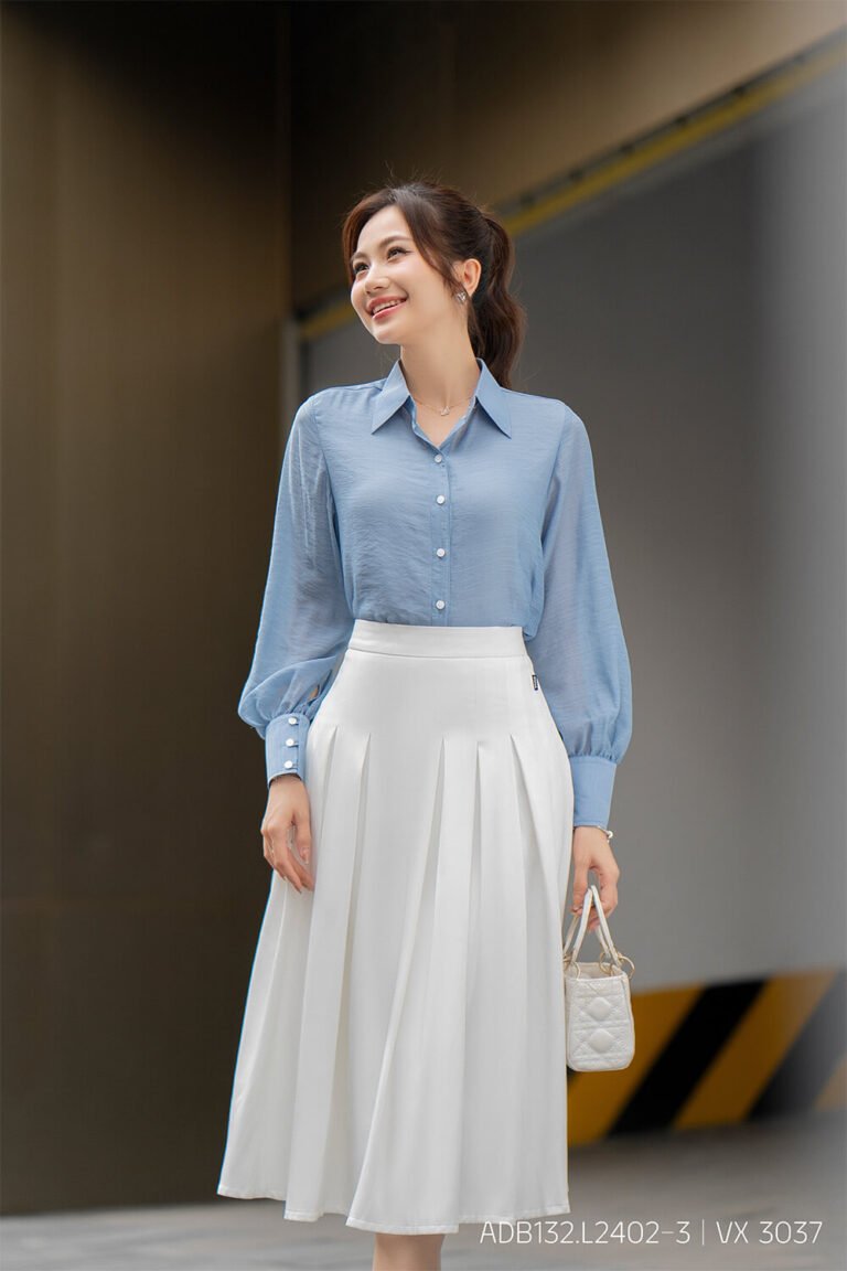 Áo sơ mi tay dài ADB132 xanh pc4