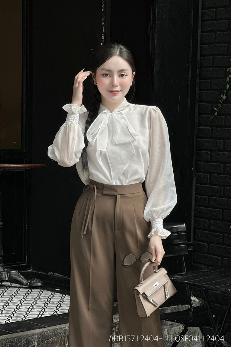 Áo sơ mi tay dài basic ADB157 trắng pc3