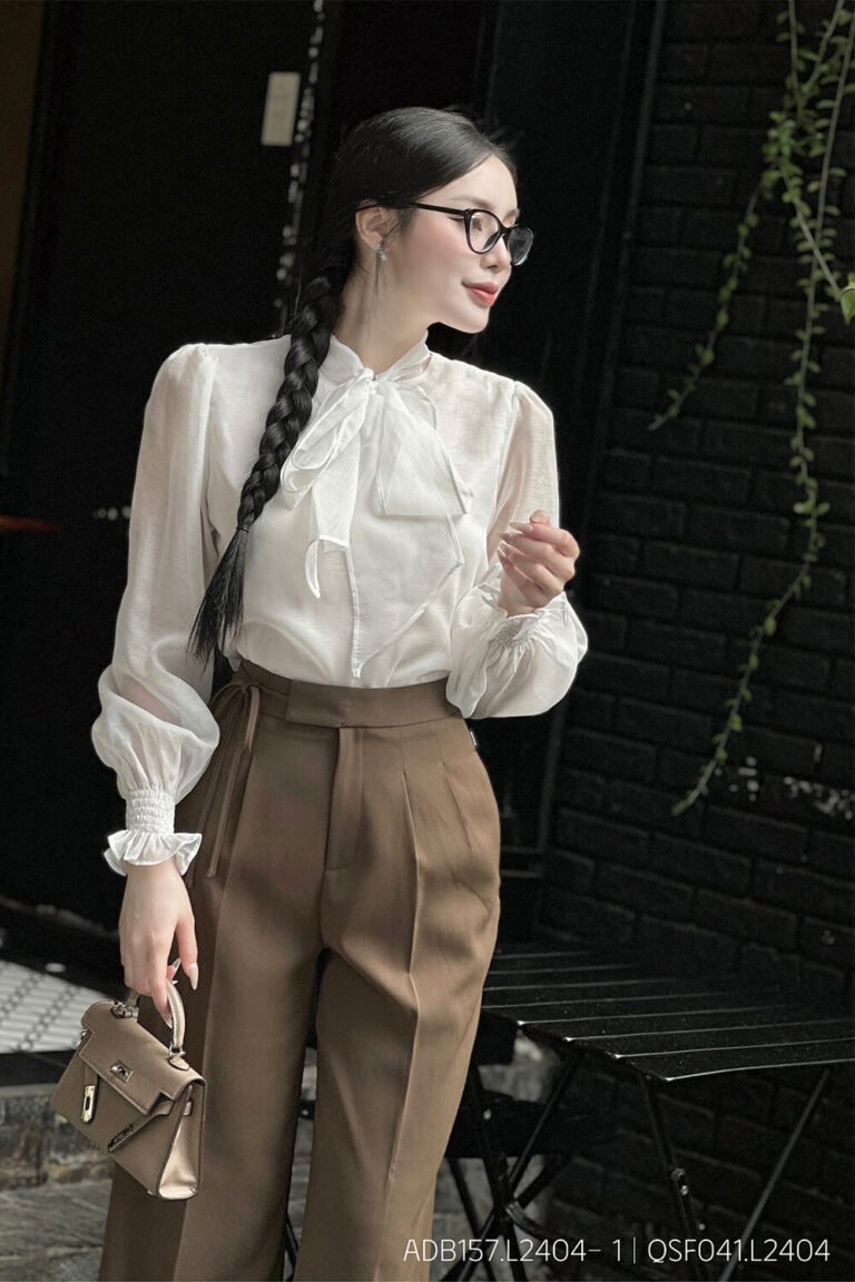 Áo sơ mi tay dài basic ADB157 trắng pc4