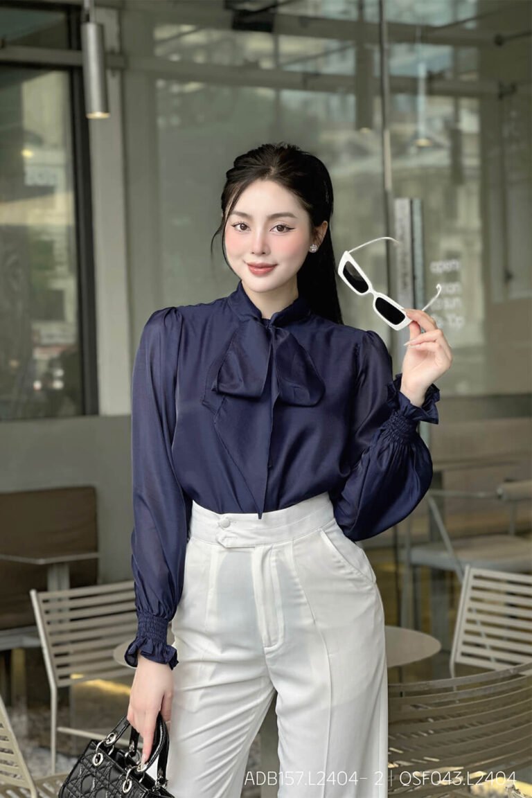 Áo sơ mi tay dài basic ADB157 xanh đen 3