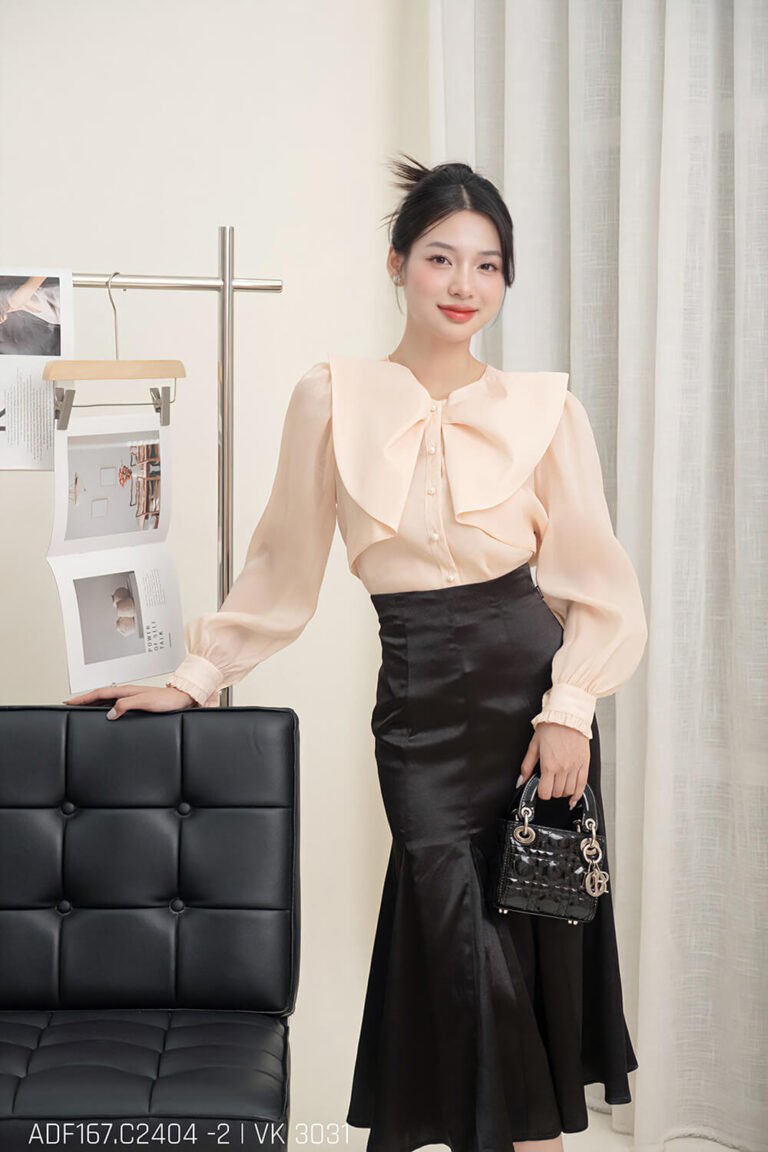 Áo sơ mi tay dài ADF167 hồng cam pc2