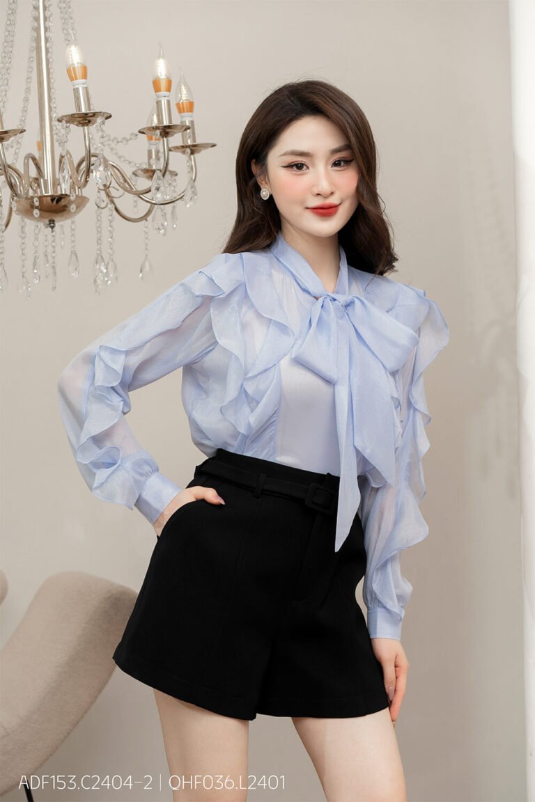 Áo sơ mi tay dài ADF153 xanh pc1