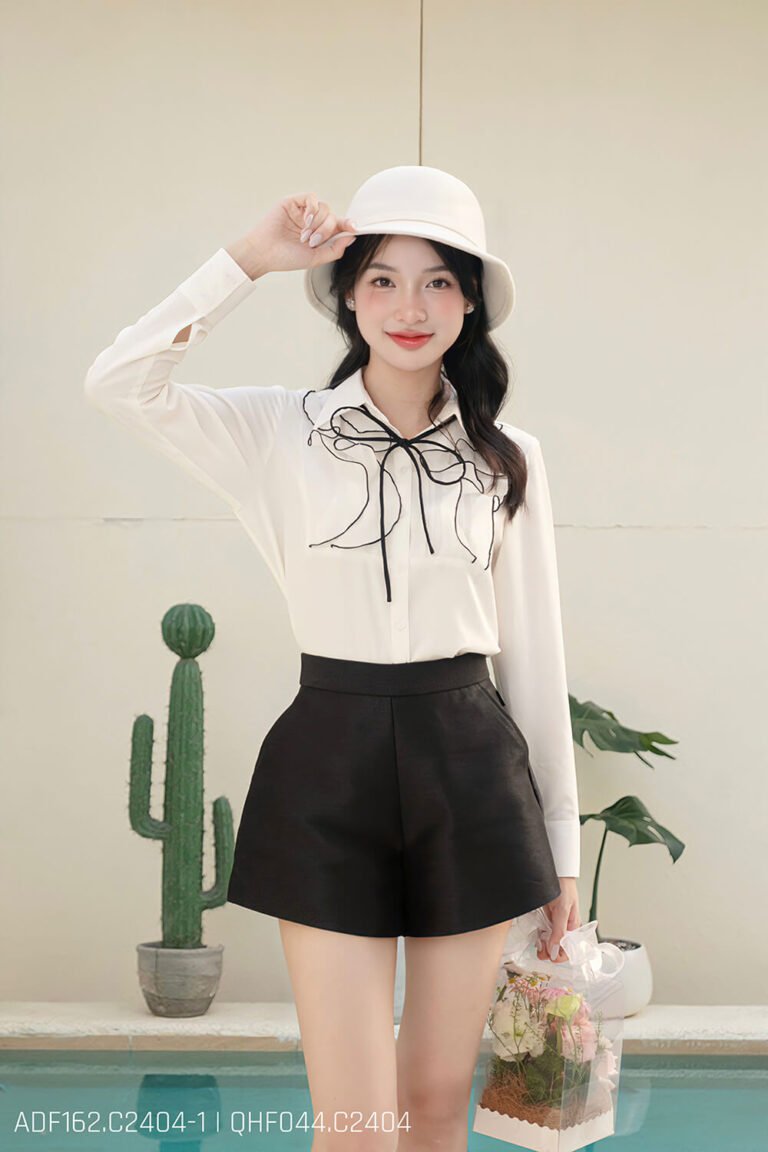 Áo sơ mi tay dài kiểu ADF162 trắng pc1