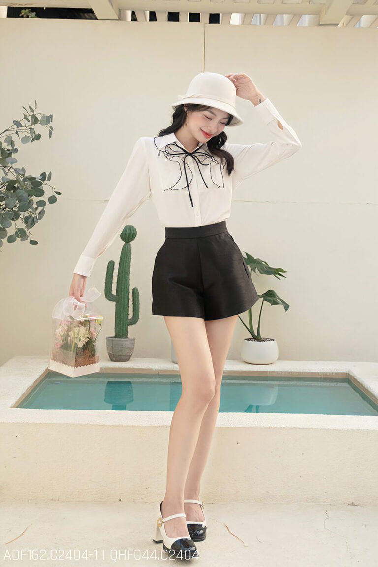 Áo sơ mi tay dài kiểu ADF162 trắng pc2