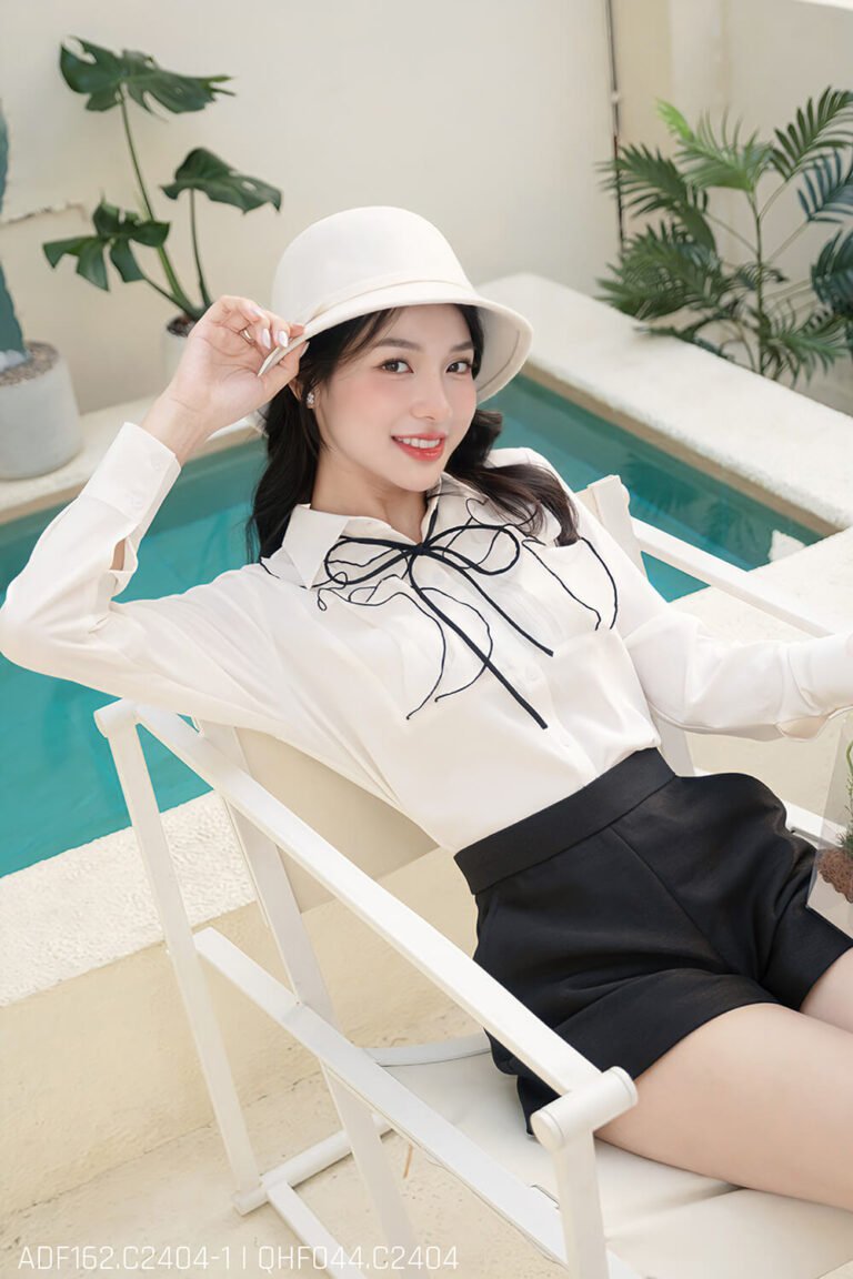 Áo sơ mi tay dài kiểu ADF162 trắng pc3