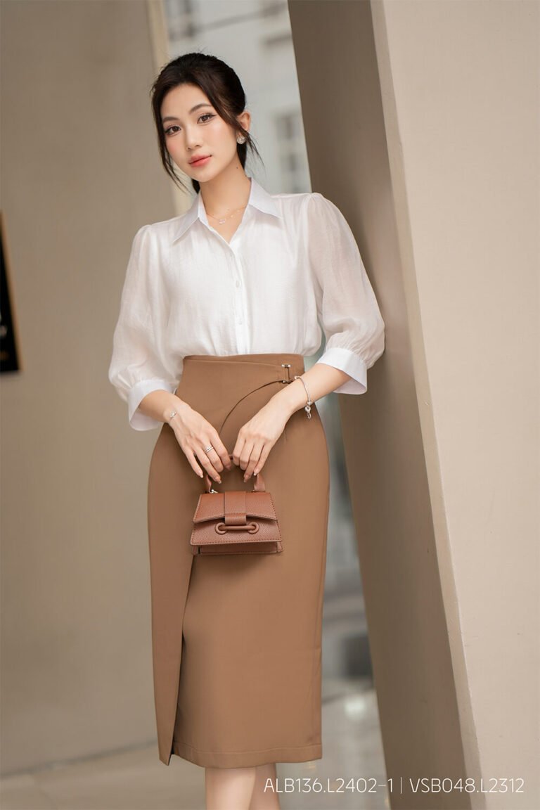 Áo sơ mi tay lỡ ALB136 trắng pc4