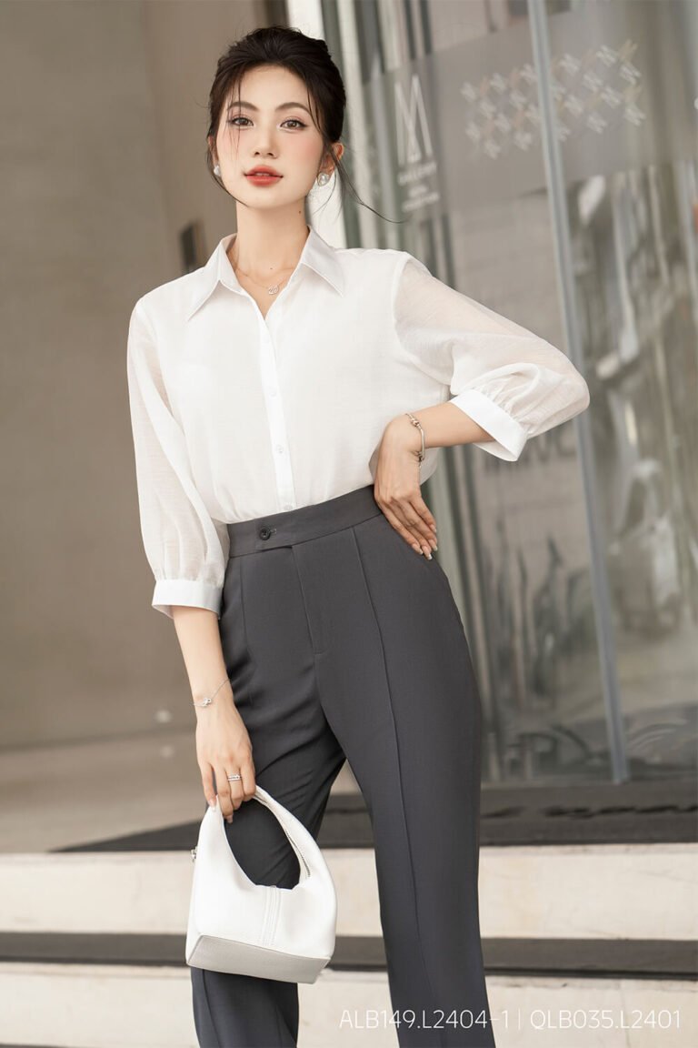 Áo sơ mi tay lỡ ALB149 xanh pc4