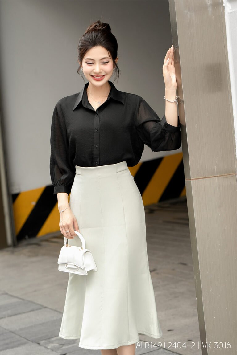 Áo sơ mi tay lỡ ALB149 đen pc2