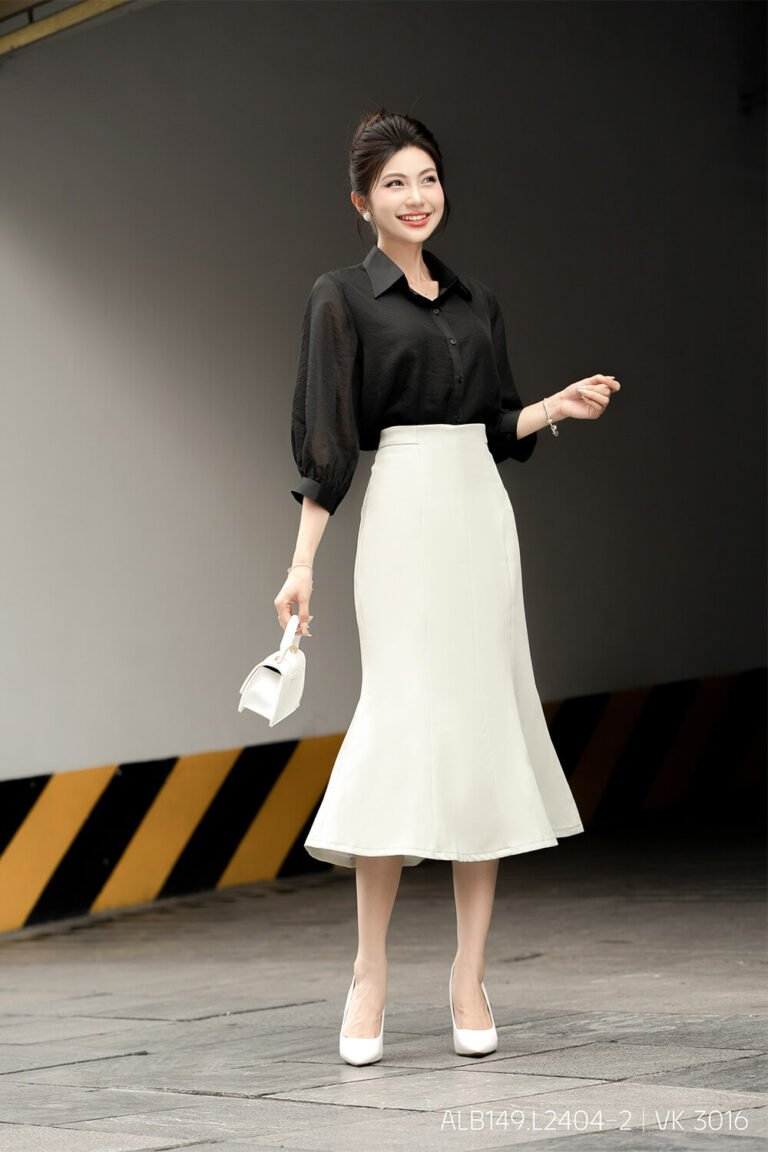 Áo sơ mi tay lỡ ALB149 đen pc3