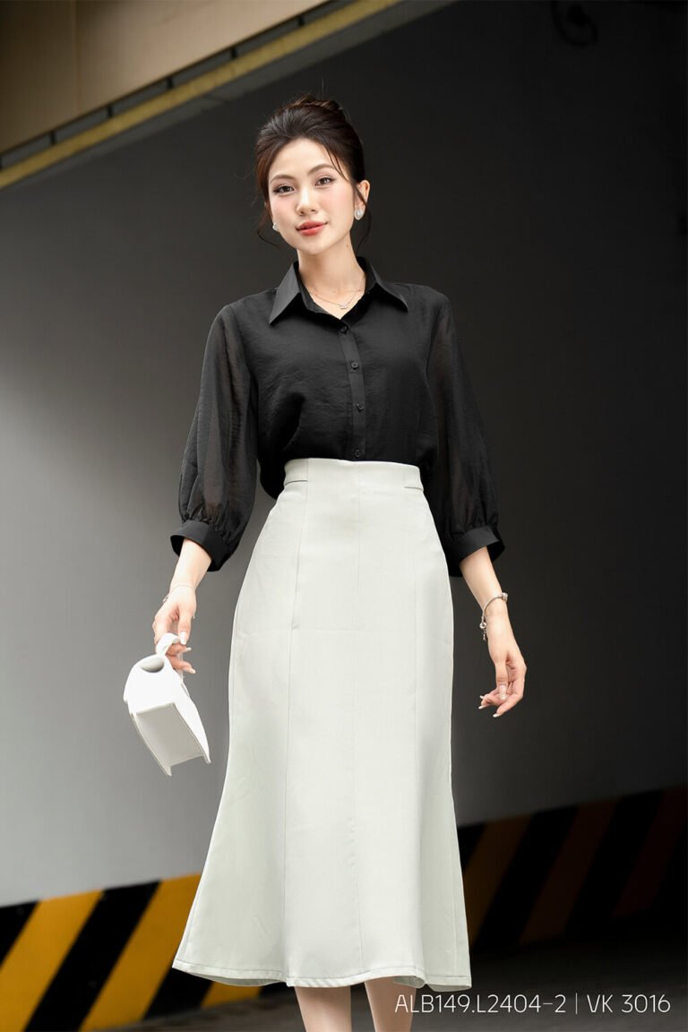Áo sơ mi tay lỡ ALB149 đen pc4