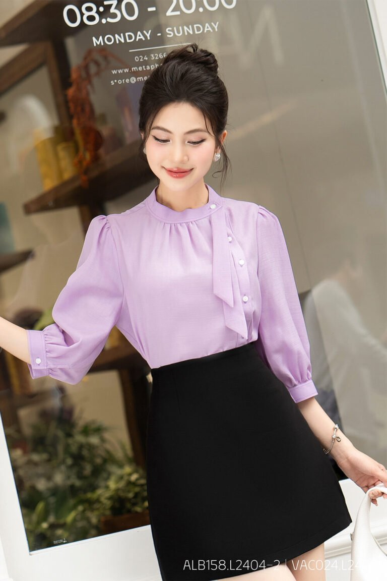 Áo sơ mi tay lỡ ALB158 tím pc1
