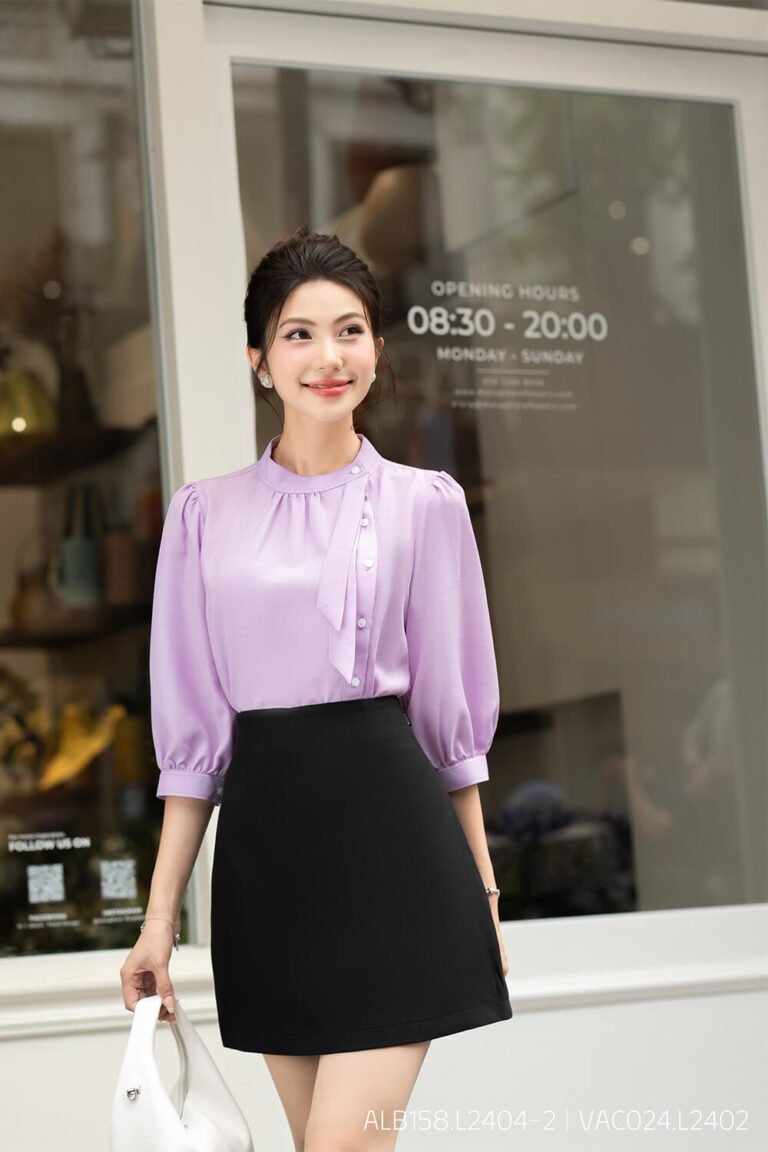 Áo sơ mi tay lỡ ALB158 tím pc2