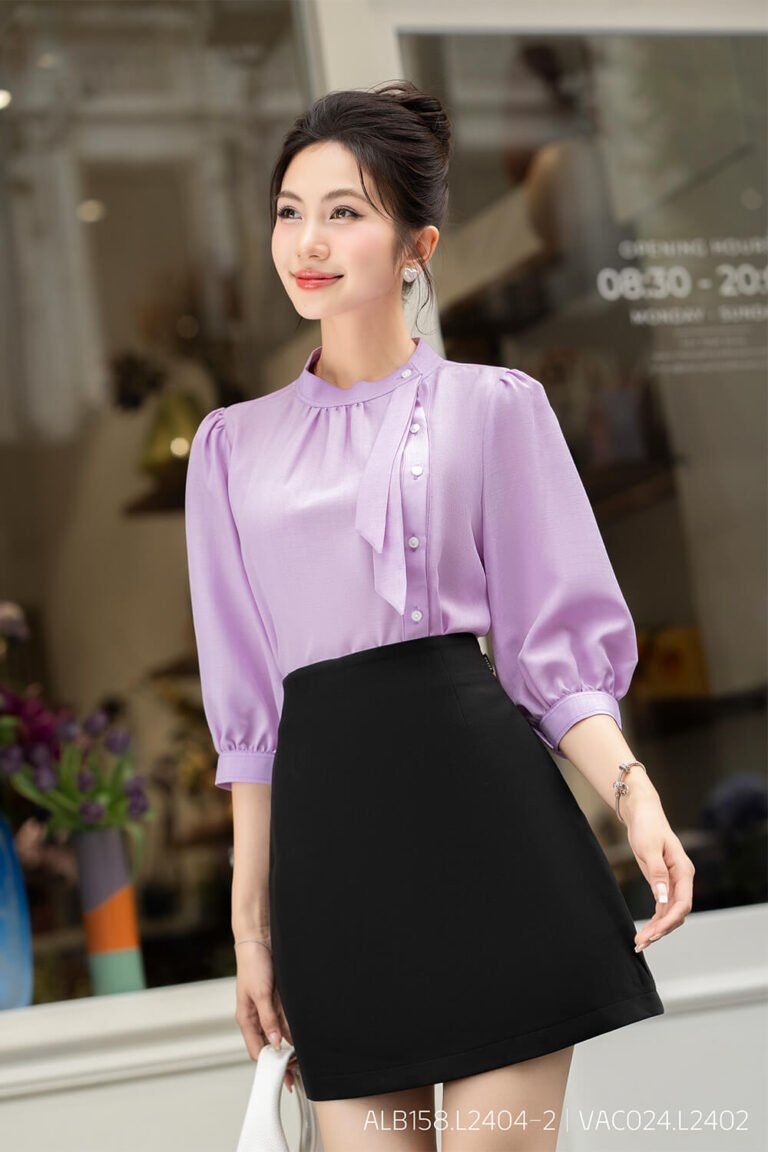 Áo sơ mi tay lỡ ALB158 tím pc3