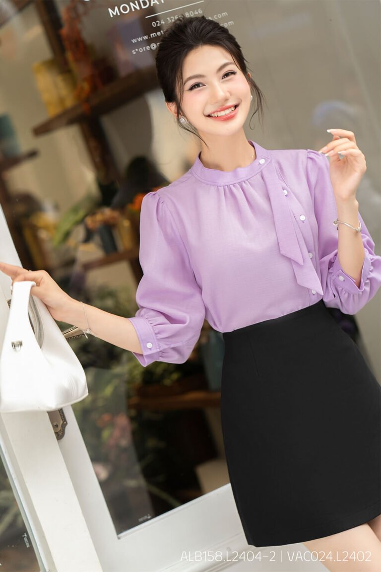 Áo sơ mi tay lỡ ALB158 tím pc4
