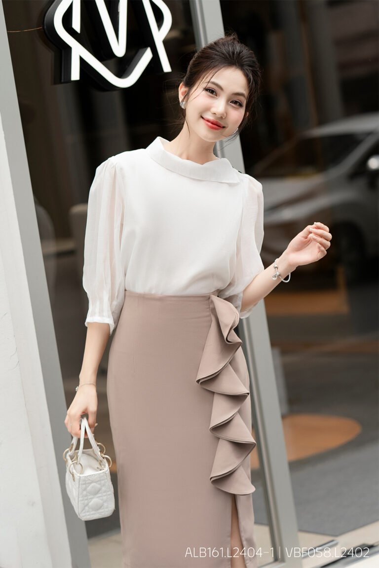 Áo sơ mi tay lỡ ALB161 trắng pc4