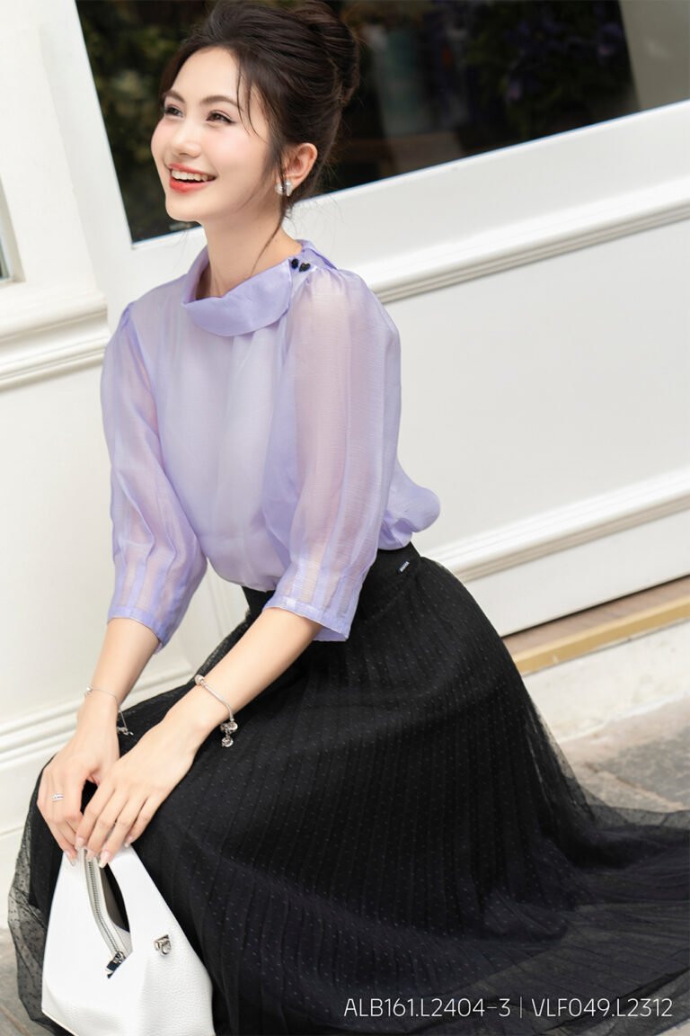 Áo sơ mi tay lỡ ALB161 tím pc1