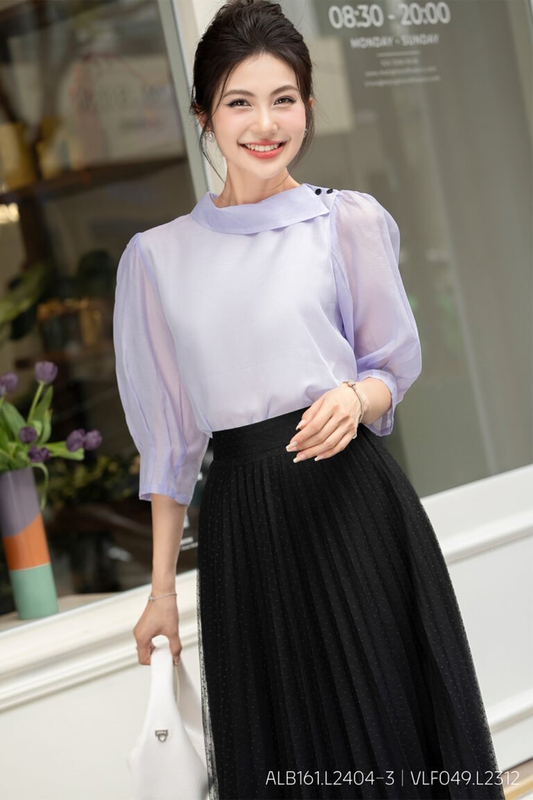 Áo sơ mi tay lỡ ALB161 tím p4