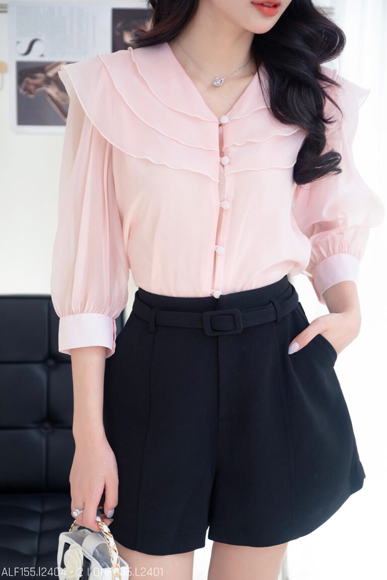 Áo sơ mi tay lỡ ALF155 hồng pc1