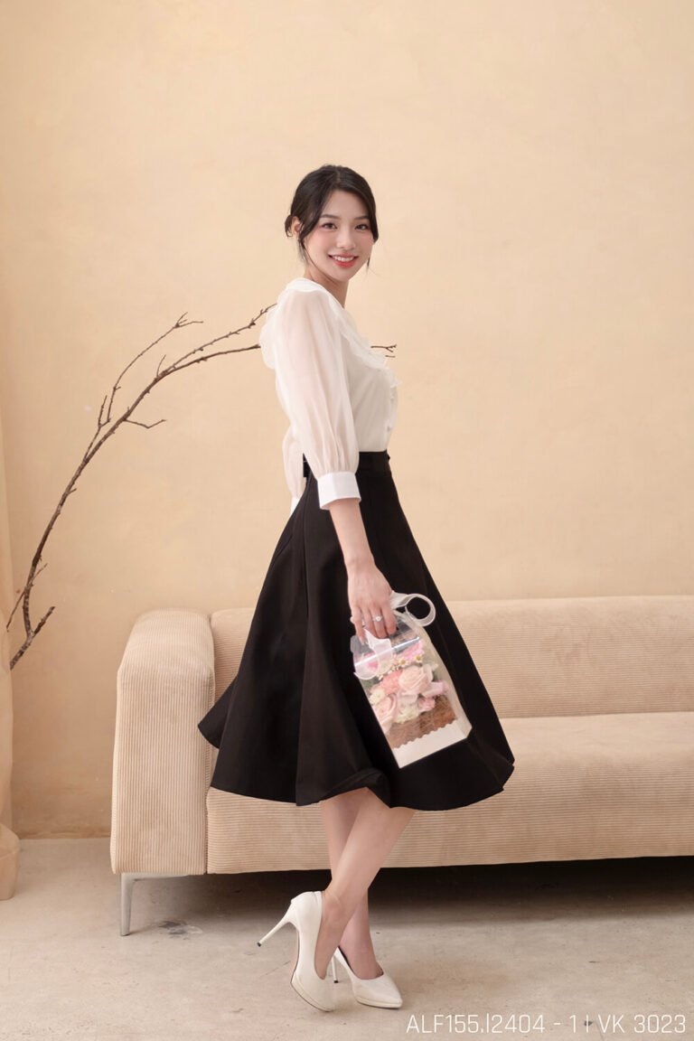 Áo sơ mi tay lỡ ALF155 trắng pc1