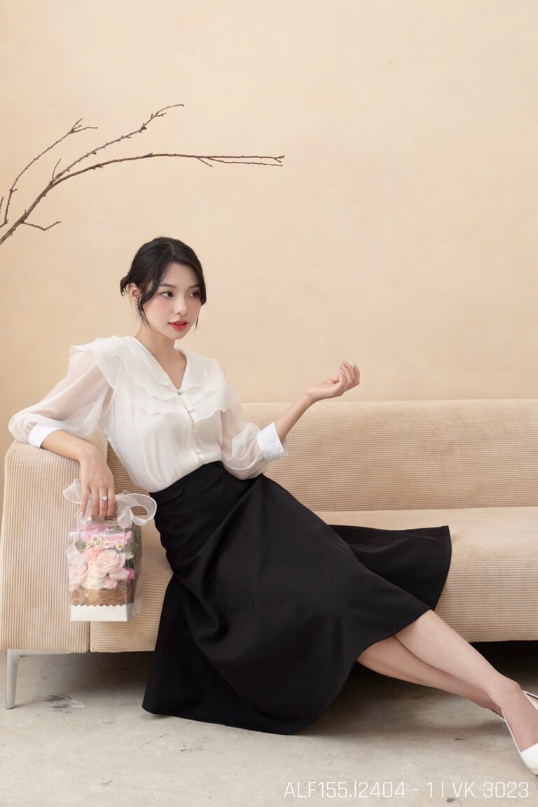 Áo sơ mi tay lỡ ALF155 trắng pc4