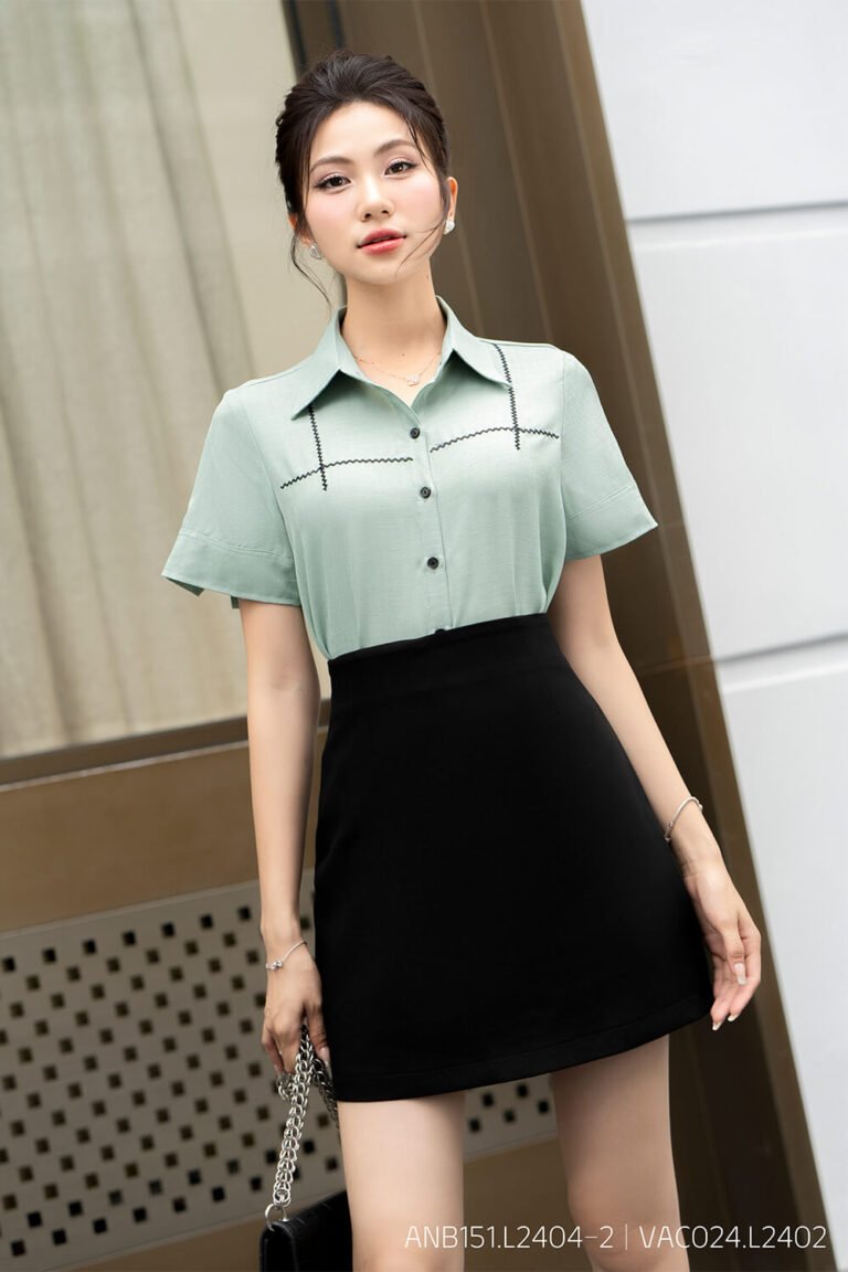 Áo sơ mi tay ngắn ANB151 xanh pc1